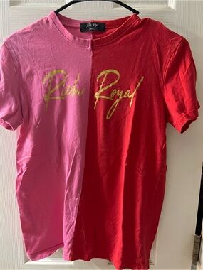 Women's Two-Tone Pink & Red Short Sleeve Tee